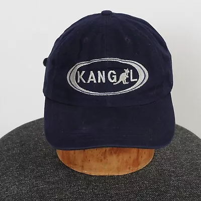 VINTAGE Kangol Baseball Cap Hat Size Navy Leather Strapback Hip Hop Made In USA • $22.99