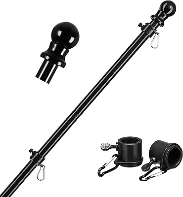 6FT Aluminum Extra Thick Heavy Duty Wall Mounted Black Flagpole Kit • $19.99