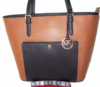 Michael Kors Jet Set Luggage & Black Leather Large Snap Pocket Tote NWT $228 • $108.99