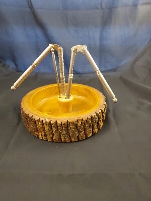 $28.95 • Buy Vintage Nut Cracker Set With Wooden Log Bark Nut Bowl With Nut Crackers/Pick