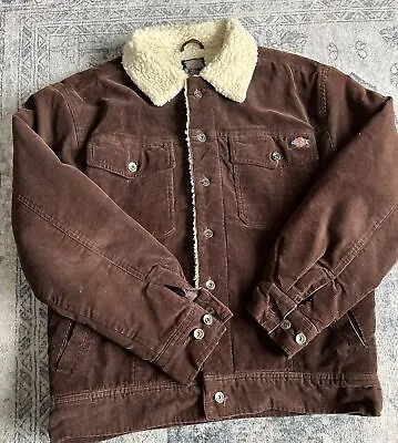 Men’s Corduroy Brown Jacket Size Medium Vintage Sherpa Lining Dickie’s • $42