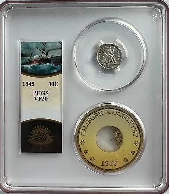 Ss Central America Shipwreck 1845 Seated Liberty Dime Pcgs Vf20 With Gold Pinch • $745.45