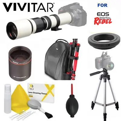 8k 500-1000mm Telescopic Lens + Backpack For Canon Eos Rebel T3 T3i T5 T5i T6 T7 • $198.02