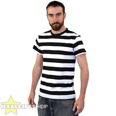 Striped T Shirt Top Black & White Fancy Dress Short Sleeve S-xxl World Book Day • £14.99