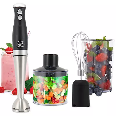 4-In-1 Immersion Hand Held Blender Smoothie Mixer Stainless Steel Whisk Chopper • £24.68