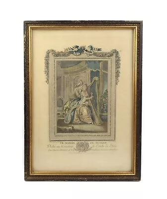 Antique French Hand Tinted Etching Print Le Maitre De Musique Charles Le Brun • $105