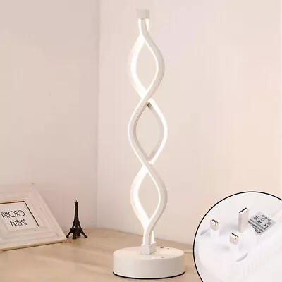£23.69 • Buy 12W White Desk Lamp LED Dimmable With Switch Double Wave Bedside Lamp Bedroom