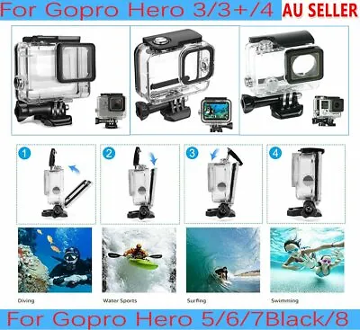 Waterproof Housing Case Diving Protective Cover For GoPro Hero 3 3+ 4 5 6 7 8 AU • $16.99