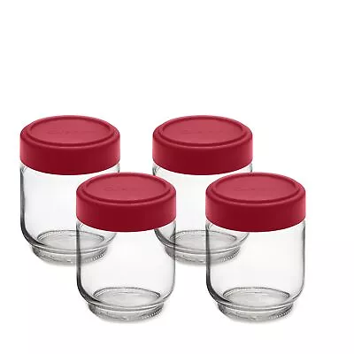 6 Ounce Glass Jars (Set Of 4) Glass/Red • $25.34