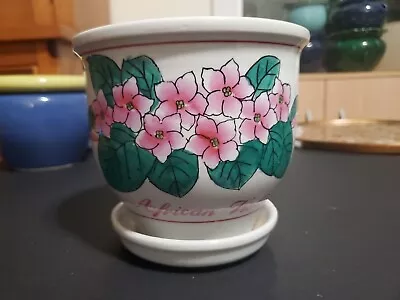 African Violet Flower Pot Planter Hand-painted Porcelain Vintage  • $22.90