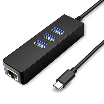 $24.99 • Buy Type C USB 3.1(Gen1) HUB 3 Port & RJ45 Gigabit Ethernet Adapter USB-C