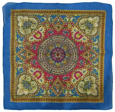 (2 Pack) 22 X22  Ornate Paisley Mosaic Multi Color Blue 100% Cotton Bandana • $9.88