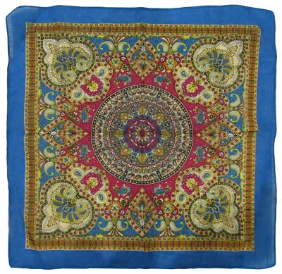 $6.88 • Buy 22 X22  Ornate Paisley Mosaic Multi Color Blue 100% Cotton Bandana Bandanna