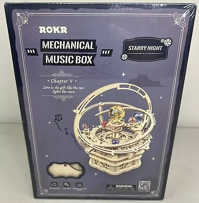 NEW SEALED Rokr Wooden Mechanical Starry Night 3D Puzzle Music Box Model Kit • $18