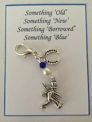 £4.50 • Buy Something Blue Wedding Lucky Bouquet Garter Charm Chimney Sweep Star Clover