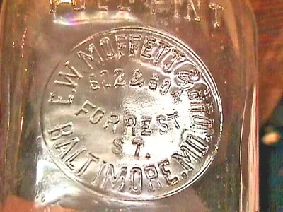 1890's E W MOFFETT & BRO 602 & 604 FORREST ST BALTIMORE MD. PT STRAP SIDE FLASK • $35