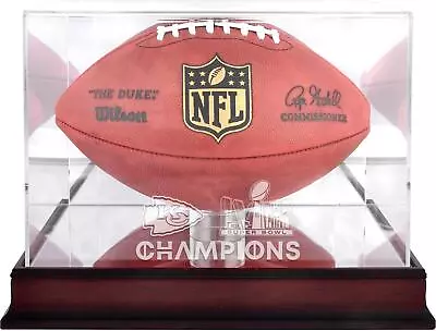 Kansas City Chiefs Super Bowl LVIII Champs Mahogany Football Logo Display Case • $63.74