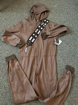 Disney Star Wars Chewbacca Fleece Hooded Zip Costume Pajamas Adult Medium NEW • $39.95