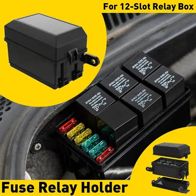 Universal 12-Slot Fuse Relay Box ATC/ATO Holder Block +41pcs Metallic Pins 12V • $15.89