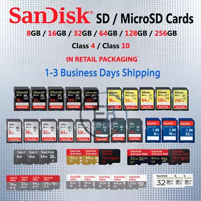 SanDisk SD Card OR Micro SD Cards 4gb 8gb 16gb 32gb 64gb 128gb Lot Fast Memory • $190.99