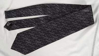 GUCCI Black Italian Geometric Interlocking Logo Silk Neck Tie. • $49.95