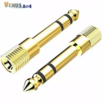 1/4 Inch To To 3.5mm Headphone Adapter 1/8 Inch 6.35mm Male Plug Female Stereo • £2.27