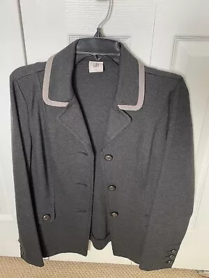 CAbi S Tipped Blazer Jacket Gray Ponte Knit Style 3030 Stretch Pockets Academic • $10