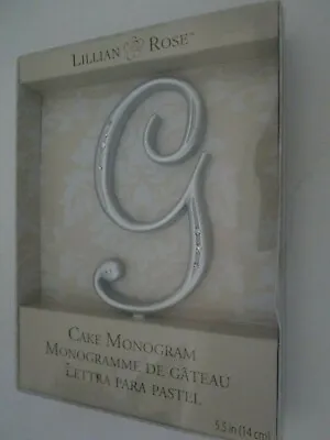 New Monogram Cake Topper G Initial Silver With Rhinestones Lillian Rose NIB • $10.95