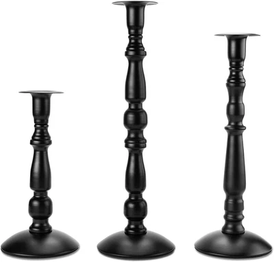 £19.45 • Buy IMAGE Taper Candle Holder 3PCS Black Candlestick Holders Metal Candle Sticks Set