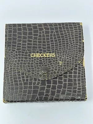 Vintage Wooden Peg Checkers Travel Game In Case • $12