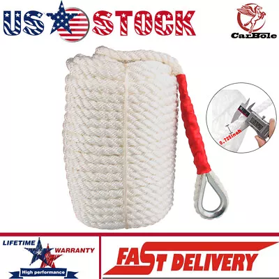 3/4 X200' Nylon Anchor Rope Twisted Three Strand Braided Boat Line With Thimble • $79.59