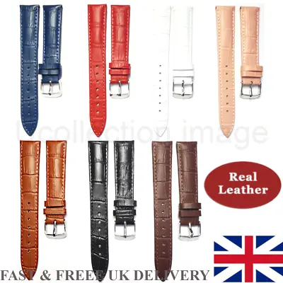 Black Brown High Quality Men's Ladies Genuine Leather Watch Band Strap 12mm-24mm • £3.86