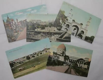 Set Of 5 Vintage Colourized Indian Postcards Mhow / Calcutta / Lucknow • £7.95