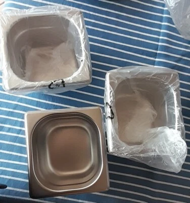 Three Gastronorm Containers Pans Tray Bain Marie Food Pot Notch Lid • £18