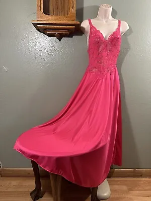 Olga Nightgown Negligee Gown Large Sweep Style 91060 Magenta Red • $55