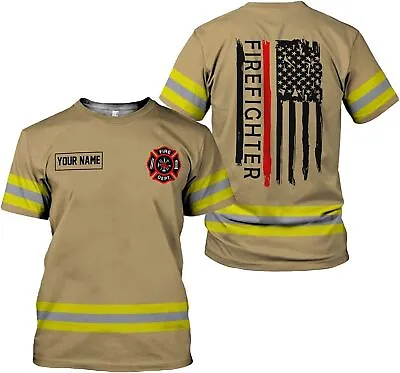 Personalized Firefighter Shirt Custom Name Fire Man Firefighter 3D T-SHIRT • $22.98