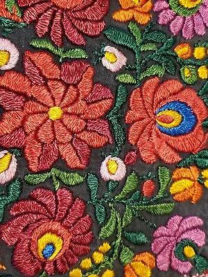 Traditional Hungarian Hand Embroidered Matyo Doily Floral Tablecloth With Fringe • $50