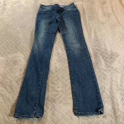 Volcom Womens 0 Denim Jeans Blue 1991 Straight Low Rise Dark Wash Stretch • $19.99