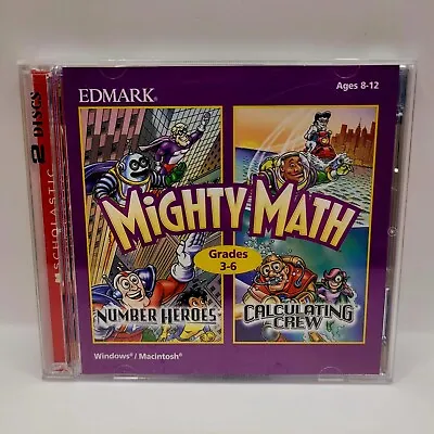 Edmark 2 Disc Mighty Math Number Heros And Calculating Crew CD ROM Grades 3-6  • $8.99