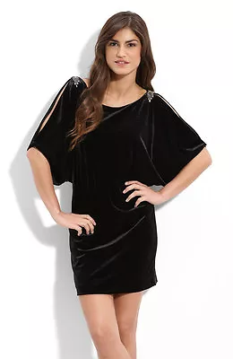 NEW AIDAN MATTOX Cutout Sleeve Velvet DRESS BLACK SIZE 2 NORDSTROM • $89