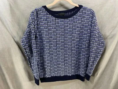 J. Crew Sweater Women Medium Blue Geometric Long Sleeve Pullover Ladies. • $8.10