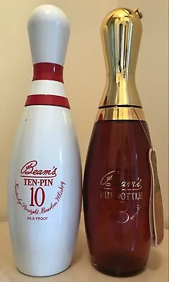 Jim Beam Ten Pin  Tinted  EMPTY Display Bottles From The 1980's X 2-  RARE!!! • $199