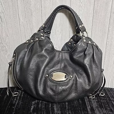 B Makowsky Black Genuine Leather Hobo Handbag Shoulder Purse Soft Slouchy • $35