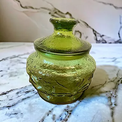 Vintage Anchor Hocking Rainflower Avocado Green Glass Canister • $14