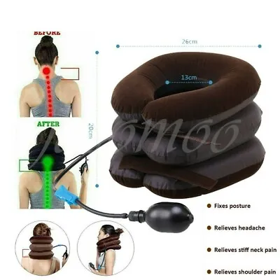 Air Inflatable Pillow Cervical Neck Head Pain Traction Support Brace Device UK • £11.27