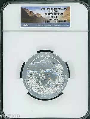 2011-P GLACIER NP ATB America Beautiful 5 Oz SILVER NGC SP69 EARLY RELEASES E.R. • $375