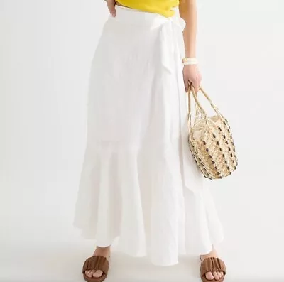 J.Crew Linen Wrap Skirt  WHITE Size XXS • $40