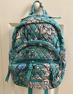 New Vera Bradley Essential Compact Mini Backpack In Cotton “Peacock Garden  $115 • $44.99