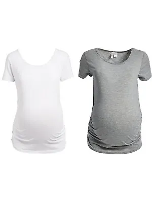 Lot Of 2 Penelope's Closet Womens Maternity Top Sz 2X Gray White Side Ruched NWT • $2.99