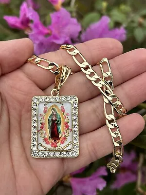 Women’s   Gold Plated Necklace 20” / Cadena Bañada En Oro Virgen De Guadalupe • $16.99